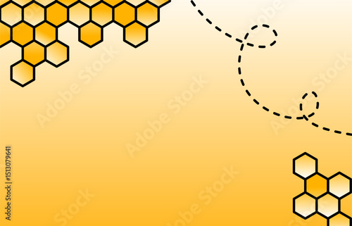 Yellow background with honeycombs and flight path element