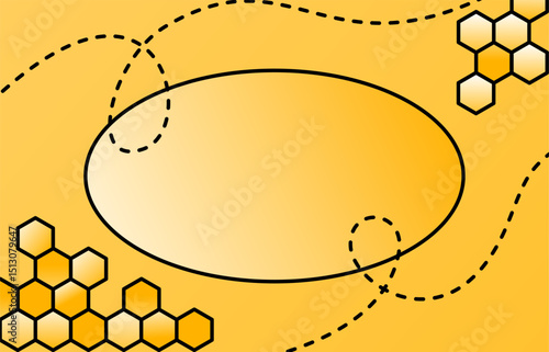 Yellow background with ellipse frame and honeycoms element