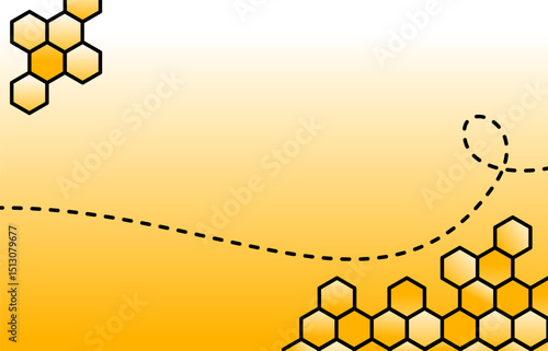 Honeycomb and Bee Flight Path Background