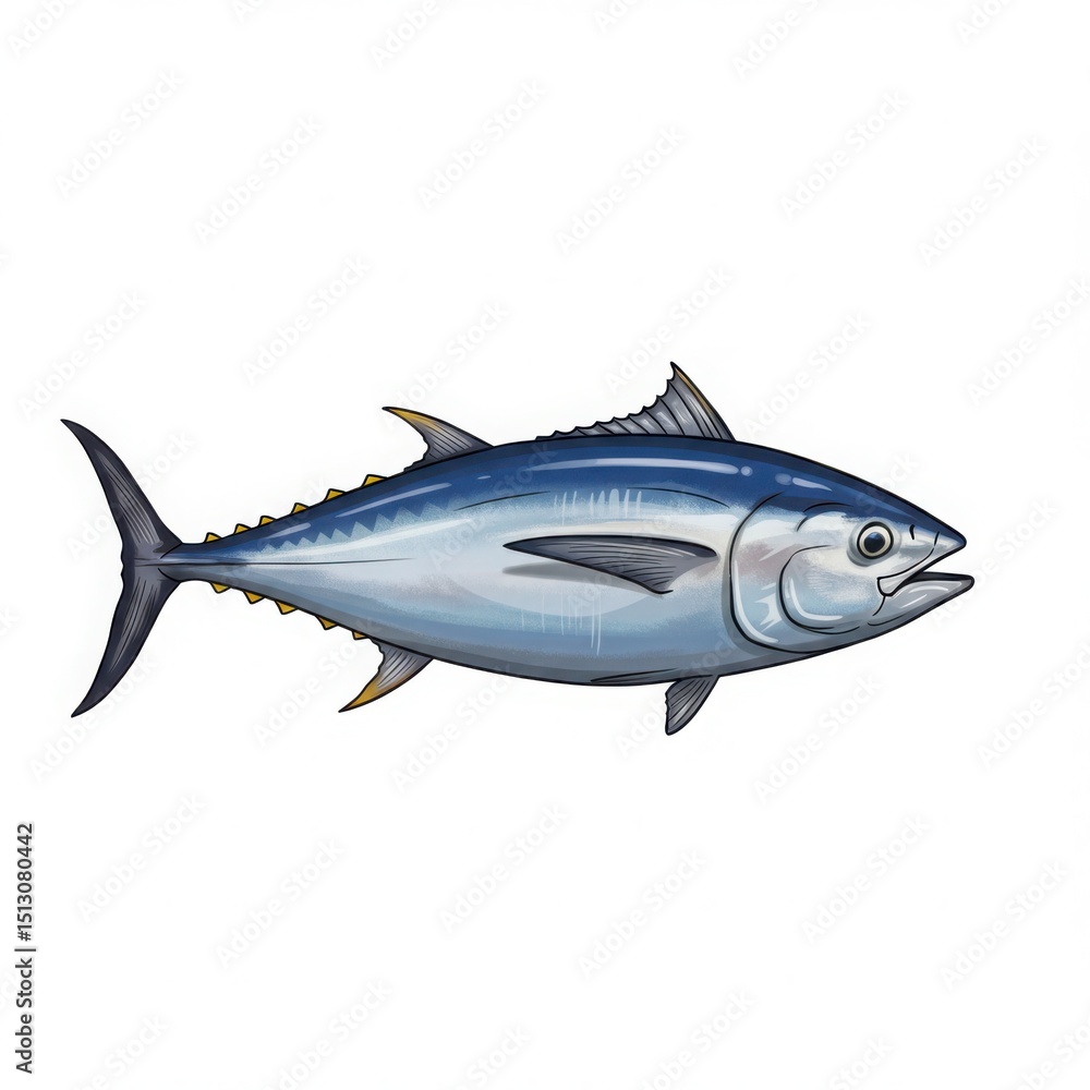 Obraz premium Tuna fish isolated on white background for culinary and educational use.