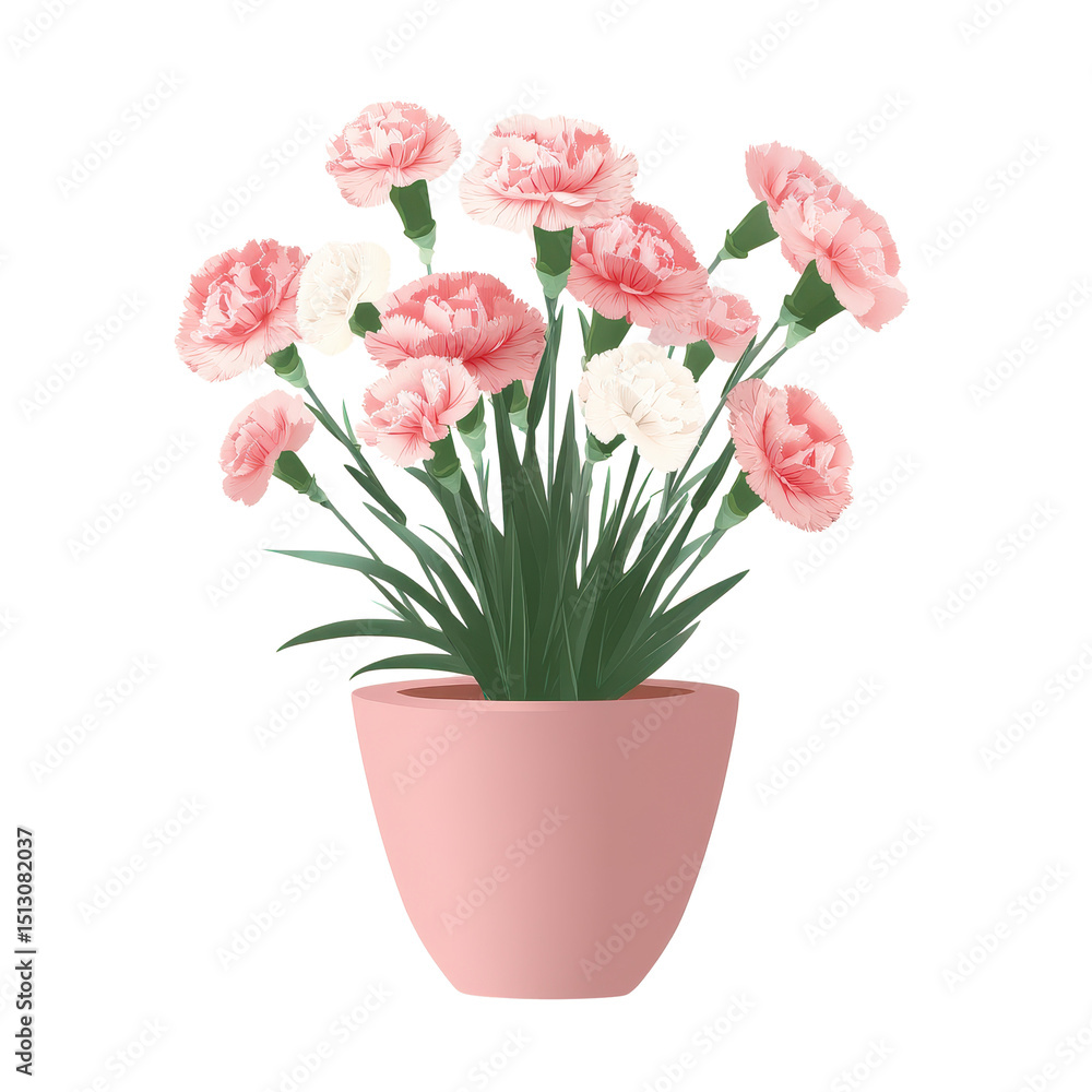 Beautiful Pink and White Carnations in a Pink Pot A Stunning Floral Arrangement for Home Decor Beautiful Pink and White Carnations in a Pink Pot A Stunning Floral Arrangement for Home Decor