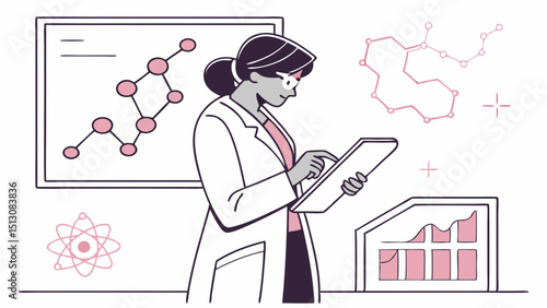 Female scientist using tablet for research and data analysis