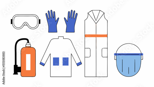 Protective clothing and equipment icons for safety