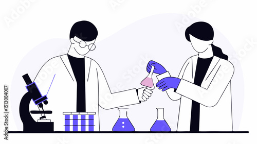 Two scientists collaborating in a laboratory setting