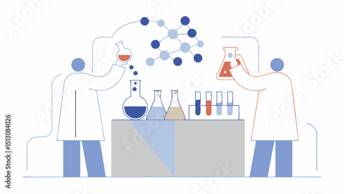 Two scientists conducting experiments in a laboratory setting