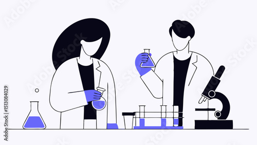 Two scientists conducting research in a laboratory setting