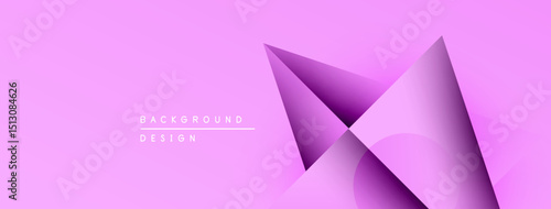 Abstract pink design features layered geometric shapes. Gradient shading creates depth, modern aesthetic. Minimalist composition, clean lines.