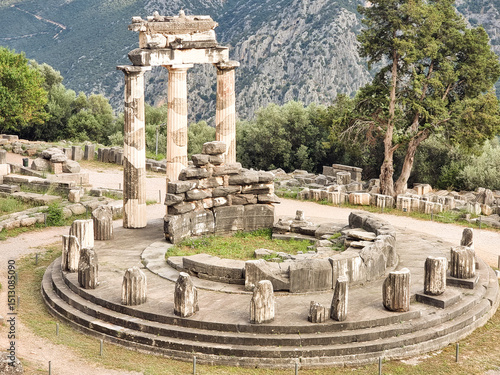 фотографія greece delphi temple of athena pronaia and tholos  ancient  Delphi, Greece