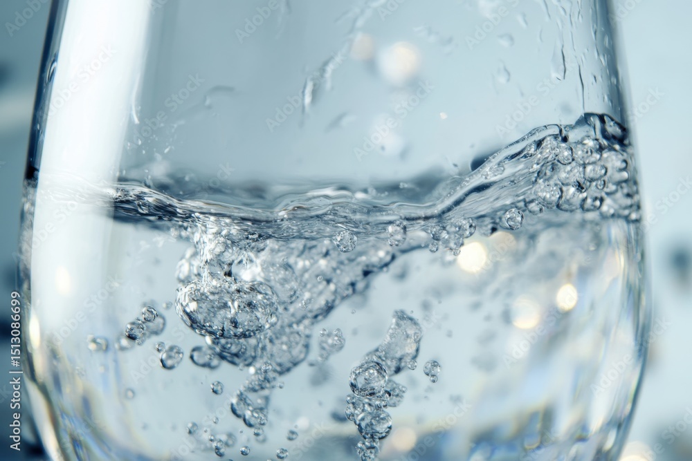 Glass of water isolated on white background. A glass of water with a lot of bubbles. The bubbles are small and scattered throughout the glass. Glass of water isolated on white background. A glass of water with a lot of bubbles. The bubbles are small and scattered throughout the glass.
