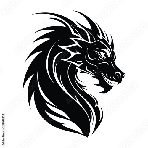 Dragon head shape logo icon white background
