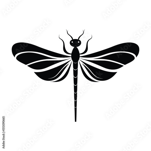 Dragonfly silhouette of simple minimal vector