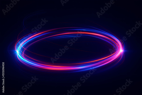 Circulo abstracto y colorido con destellos brillantes sobre fondo oscuro. Diseño digital, temática de fiesta nocturna, aspecto futurista. Partículas brillantes y efecto de luz festiva	