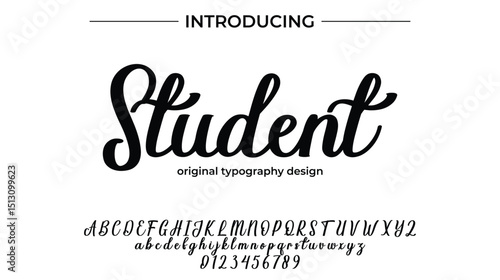Student Font Stylish brush painted an uppercase vector letters, alphabet, typeface