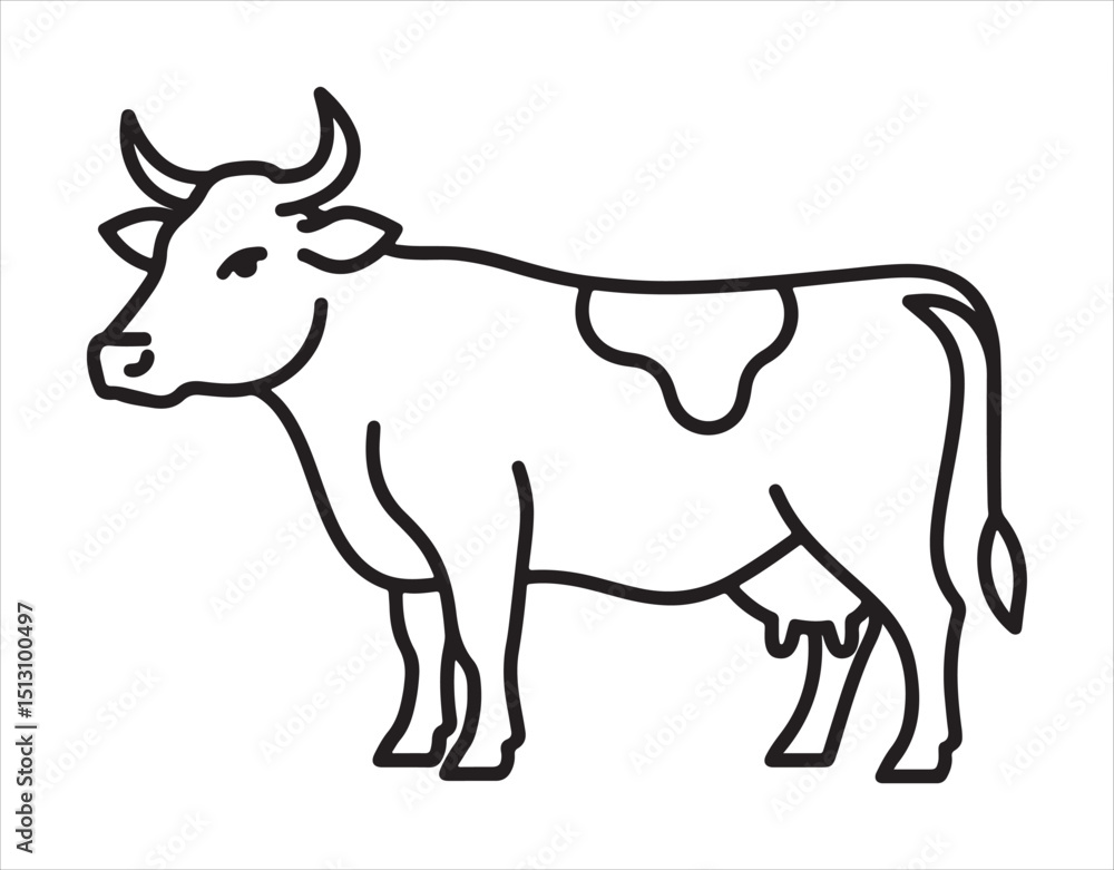 Fototapeta premium Cow line art illustration for design templates.