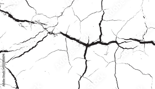 Distressed cracked ground texture illustration. Vector grunge surface damage style. Abstract fissures in dry earth texture for graphic use.