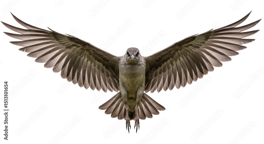 Obraz premium Isolated Grey Bird with Spread Wings, Avian Beauty