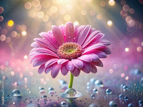 Pink Daisy Dewdrops Bokeh Dreamy Flower Photography Product Image