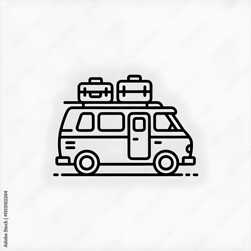 Fototapeta premium Black and White Line Art police car vector illustration