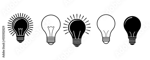 Collection of light bulb vectors isolated on white background