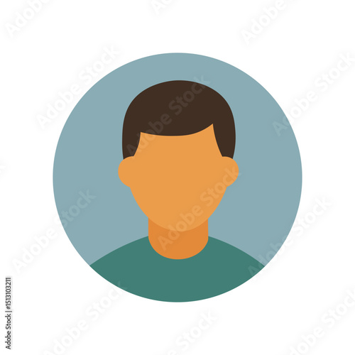 Flat male avatar illustration with teal and brown colors