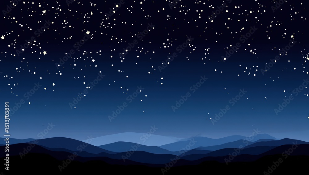 Fototapeta premium Night Sky Over Pixelated Mountains
