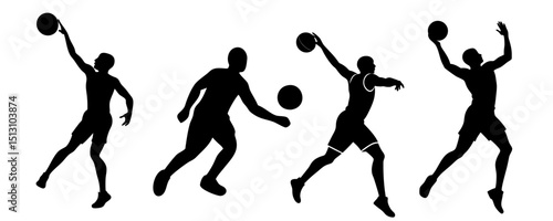 Wallpaper Mural Basketball player silhouette vector set isolated on white background Torontodigital.ca