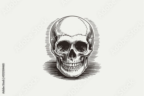 hand drawn vintage skull podcast logo design 