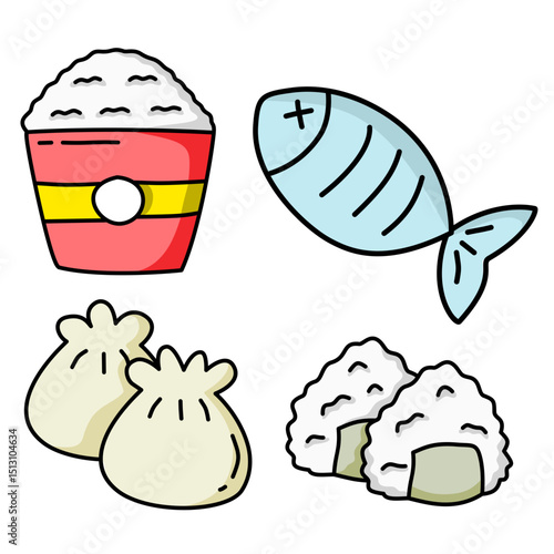 asian food icon set