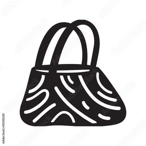 Bag cartoon style vector illustration Silhouette white background. 