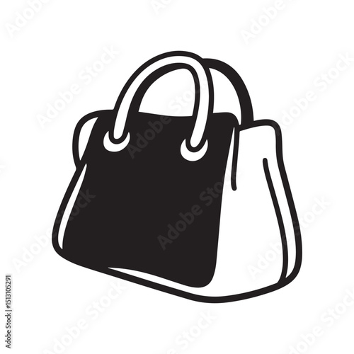 Bag cartoon style vector illustration Silhouette white background. 