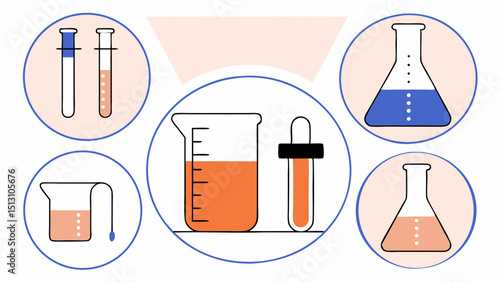 Laboratory glassware and equipment illustration set