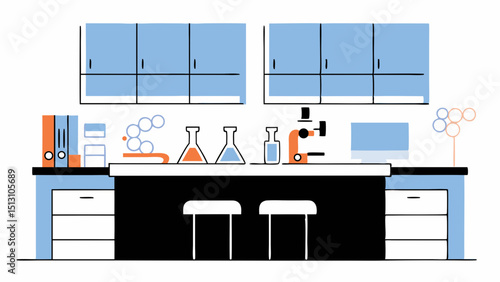 Modern scientific laboratory interior illustration