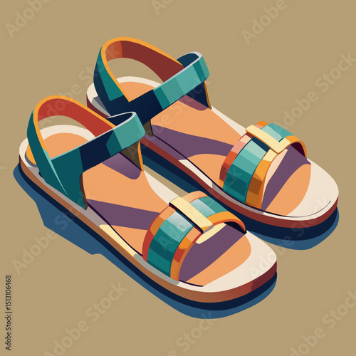 sandals vector illustration, isolated on white background