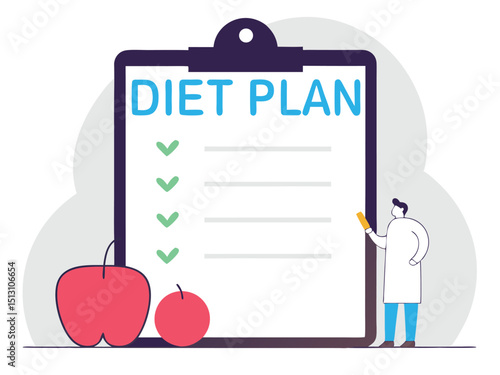 Personalized Diet Plan Checklist with Doctor Consultation Vector Illustration