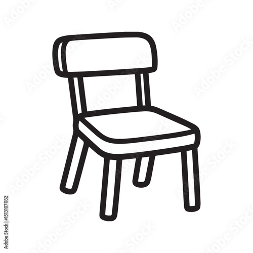 Chair clipart cartoon style illustration Silhouette white background.