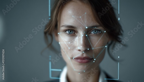 Facial recognition technology powered by AI for secure access control and identity verification.