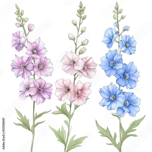 Pastel Watercolor Flowers Illustration
