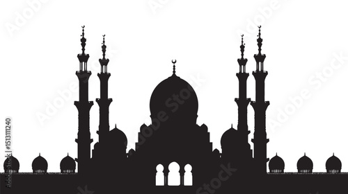 Mosque silhouette isolated in White background