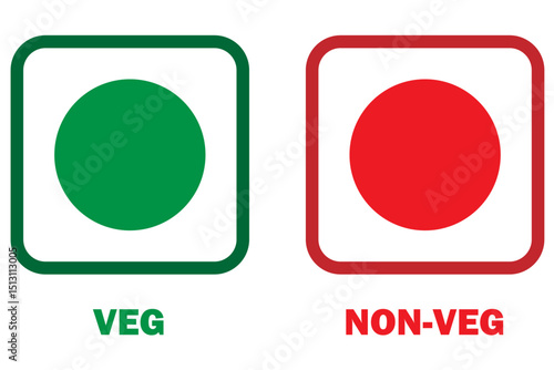 Veg Non-veg icons, Colourful veg and non-veg symbol.	