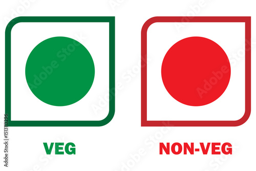 Veg Non-veg icons, Colourful veg and non-veg symbol.	
