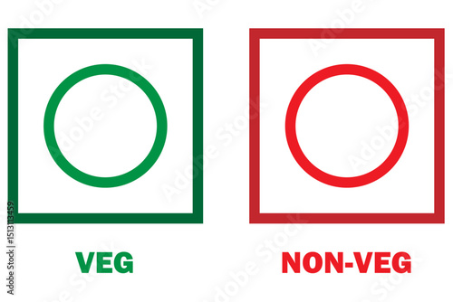 Veg Non-veg icons, Colourful veg and non-veg symbol.	