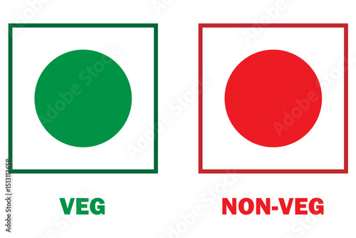 Veg Non-veg icons, Colourful veg and non-veg symbol.	