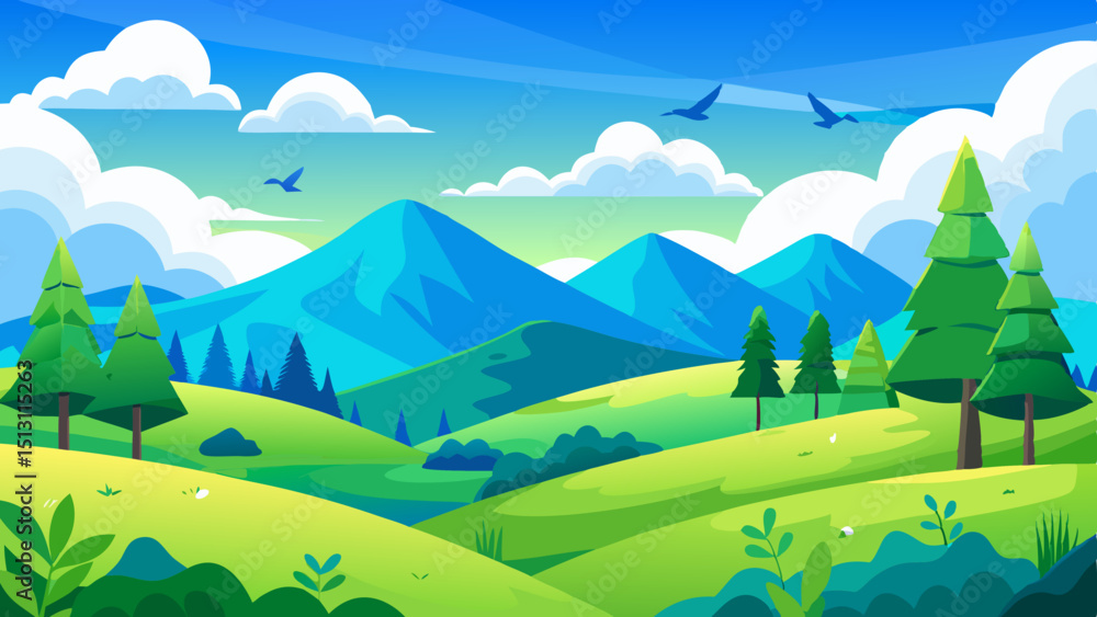 Naklejka premium landscape with mountains and blue sky