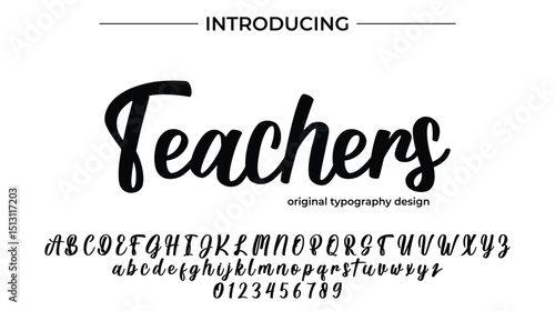 Teachers Font Stylish brush painted an uppercase vector letters, alphabet, typeface