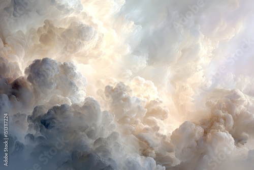 Fluffy Clouds Illuminated By Sunlight