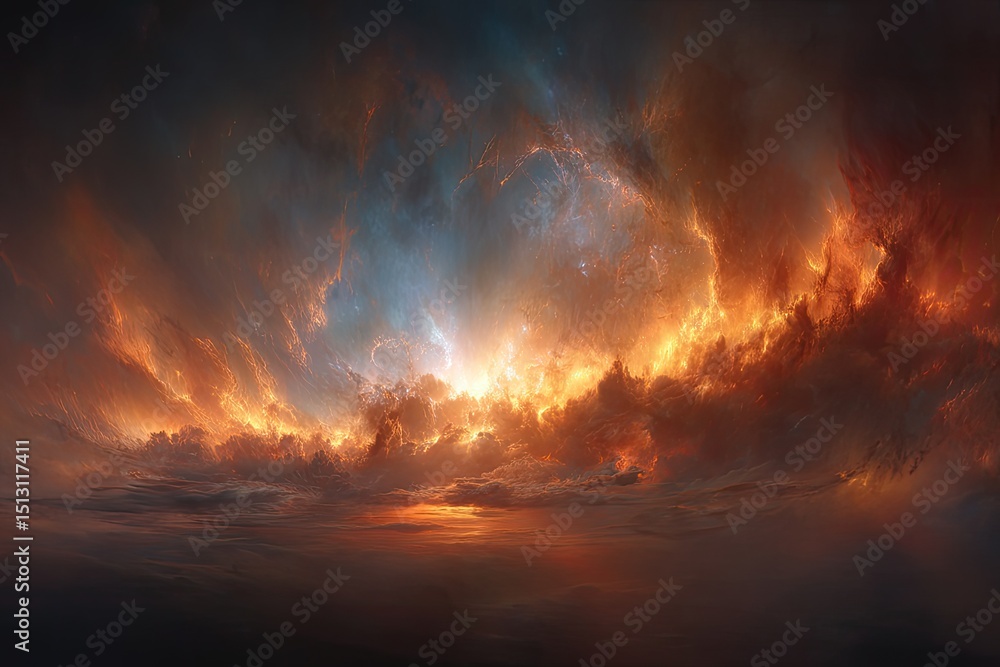 Fototapeta premium Fiery Cosmic Landscape