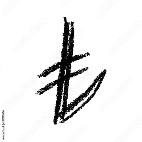 Hand drawn turkish lira currency symbol. Brush stroke doodle. Single element for design