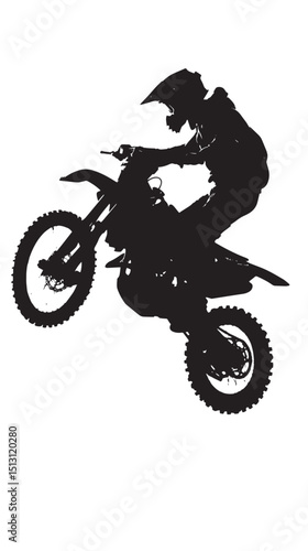 motor cross silhouette , black silhouettes isolated on white background