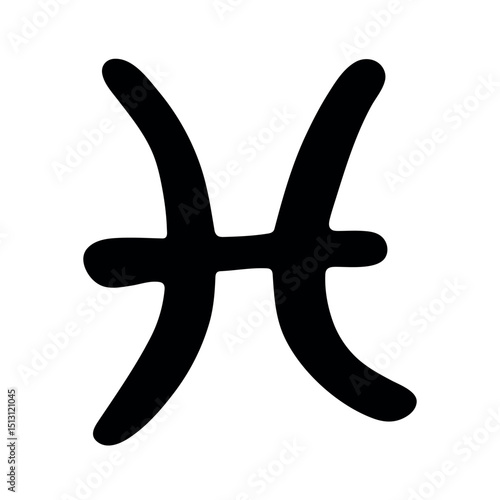 Hand drawn pisces zodiac sign Esoteric symbol doodle Astrology clipart Element for design