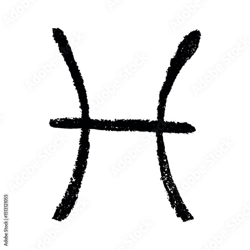 Hand drawn pisces zodiac sign Esoteric symbol doodle Astrology clipart Element for design